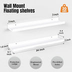 48inch Long Floating Shelves for Wall Decor, 5-Set Shelves with Lip, White - Image 3