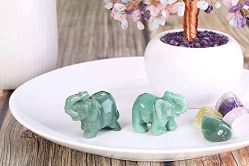 Jovivi Green Aventurine Crystal Elephant Figurines 1.5'' Green Room Decor - Image 5