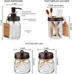 SheeChung Mason Jar Bathroom Accessories Set,6Pcs Rustic Bathroom Set,Brown - Image 5