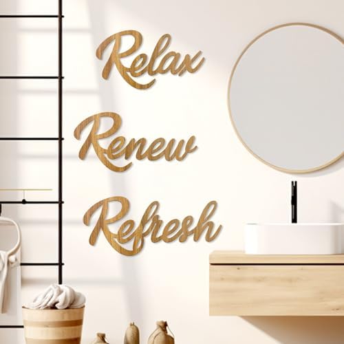 3 Pcs Bathroom Wall Decor Bathroom Wall Art Relax Renew Refresh - Image 5