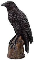 Black Raven Bird on Stump Statue Cold Cast Resin Figurine by PacificGiftware