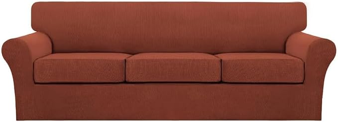 Turquoize 4 Piece Sofa Covers for 3 Cushion Couch Sofa Slipcover Soft Couch by Turquoize