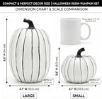 FESTGLOX White and Black Halloween Pumpkin Decor, Small Resin Pumpkin Set - Image 6