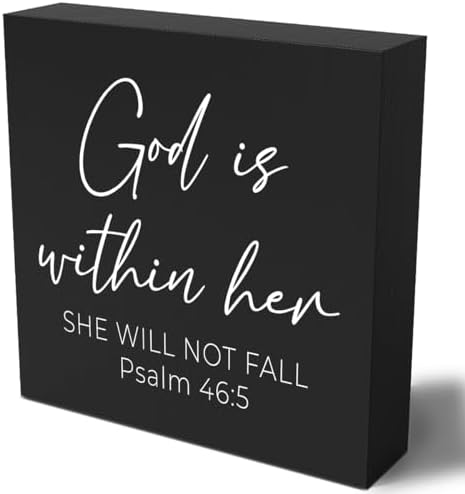 Christian Gifts for Women Motivational Scripture Bible Verse Desk Decor Wood Sign Rustic Black Wooden Box Sign for Home Office Living Room Bedroom Table Shelf Religious Decor Birthday Christmas by Woght