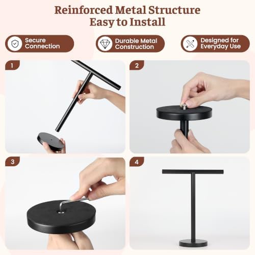 Hand Towel Holder Stand, Freestanding Bathroom Towel Rack, Black - Image 5