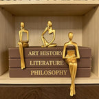 Prettidecor Gold Home Decor Thinker Statue Accents, Set of 3 Thinker Sculptures Office Decor Modern Abstract Resin Decoration on Shelf Table Desk for Living Room Office Bedroom (Small Gold) - Image 2