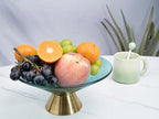 Tapered Glass Decorative Bowl (Blue), 9.8 Inches Handblown Striped Design Glass Bowl with Rust Resistant Metal Base,Decorative Fruit Bowl for Home Decor,Table Centerpiece,Kitchen Island,Dining Decor - Image 6