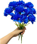 10pcs 11inch Dark Blue Fake Carnation Flowers Stem, Realistic Silk Petals by Unknown