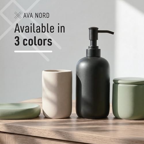 Ava Nord Modern Minimalist Ceramic Bathroom Accessories | Set of 4 | Green - Image 4
