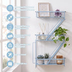 Fire Escape Wall Shelf, NYC Wall Decorative Floating Shelves, Sky Blue - Image 3