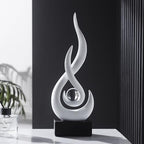 FJS White Abstract Flame Sculpture for Living Room Coffee Table Decor - Image 2