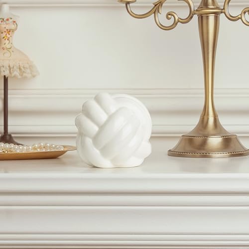 Small Ceramic Knot Decor, Chain Link Decor, Coffee Table Decor, Book Shelf Decor, Entry Table Decor, Aesthetic Minimalist Decorative Objects for Modern Home Living Room, Desk Decor for Office (White) - Image 3