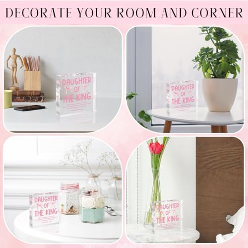 Pink Bow Room Decor, Inspirational Bible Verse Quotes, Christian Gifts for Women, Coquette Aesthetic Bow Dorm Decoration, Youth Group Church, Acrylic Office Desk Accessories Decor-2 corinthians 6:18 - Image 5