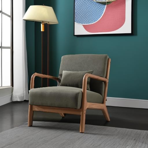 ANJ Mid Century Modern Accent Chair, Comfy Fabric Reading Chair - Image 5