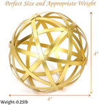 Gold Decorative Sphere, Metal Coffee Table Decor Sculpture, Modern Home Decor Accent for Tabletop, Centerpiece, Shelf Display- Elegant Metal Sphere Decor with Luxury Golden Finish - Image 3