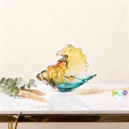 Hand-Blown Glass Conch Sculpture, Coastal Home Decor Conch Horn, Glass Art Seashell Ornament, Office, Living Room Tabletop Centerpiece, Bathroom Shelf top and Cabinet Decoration. - Image 4