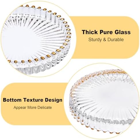 Set of 5 Modern Clear Coaster-Glass Coasters for Drinks,Clear with Gold Rim - Image 5