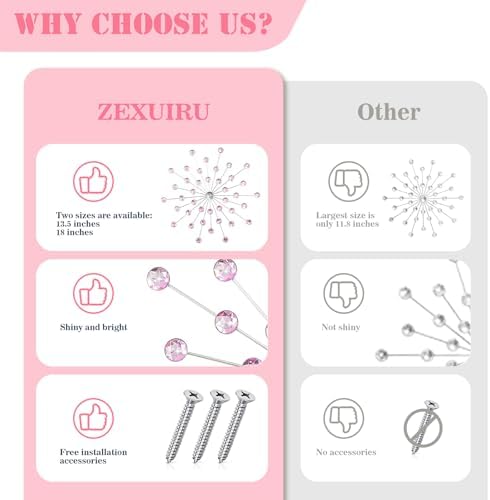 ZEXUIRU 3 Set Silver Starburst Wall Art for Home Decor Metal Bling Crystal Rhinestones Sunburst Wall Decor Sparkling Rhinestone Art Accent Silver - 13in - Image 6