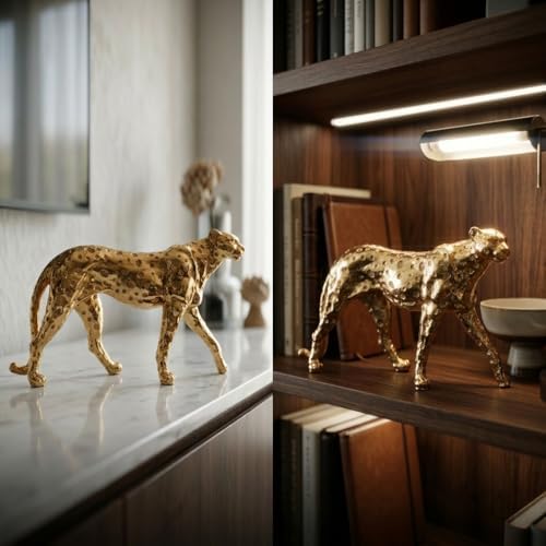 Cheetah Statue Gold Home Decor Walking Leopard Figurines - Image 5