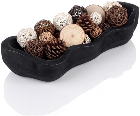 Nuogo 14 Inch Wooden Wavy Edge Dough Bowl Supplies, Black by Nuogo