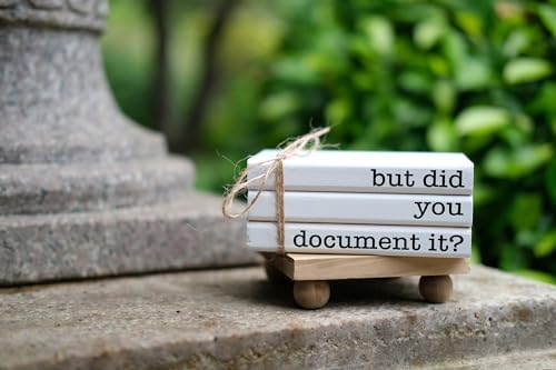 Funny Cute Office Desk Decor, Rustic Wooden Book Stack for Shelf Table Decoration - But Did You Document It Sign - Image 4