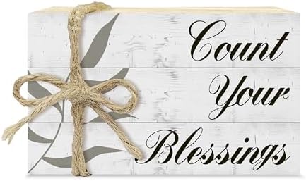 Mini Decorative Books For Home Decor, Small Bible Faux Wood Book Stack Decoration, Count Your Blessings Grateful Stacked Display Books Decorations For Mantel Thanksgiving Decor, Three Pieces -A(13) by Unknown