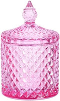 Sizikato Diamond Faceted Glass Candy Jar with Lid, 10oz Pink Decorative Jar, Nut Jar, Dried Fruit Storage Jar. by Sizikato