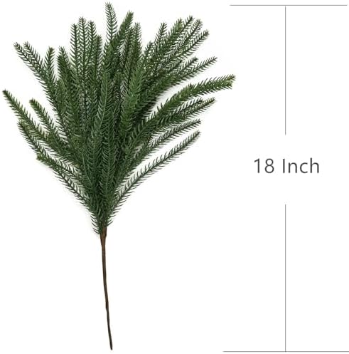 Artificial Norfolk Pine Branches 18 Inch, Fake Plastic Shrubs Greenery Realistic Plant Stems Real Touch Faux Pine Picks for Home Decor Vase Filler Indoor Outdoor Wreath DIY Christmas Decoration 4 Pack - Image 5