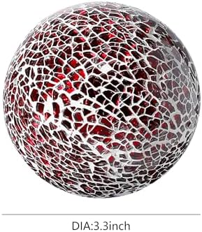 Decorative Glass Mosaic Sphere Balls, 3 Inch Diameter, Set of 5, Table Centerpiece (Red) - Image 6