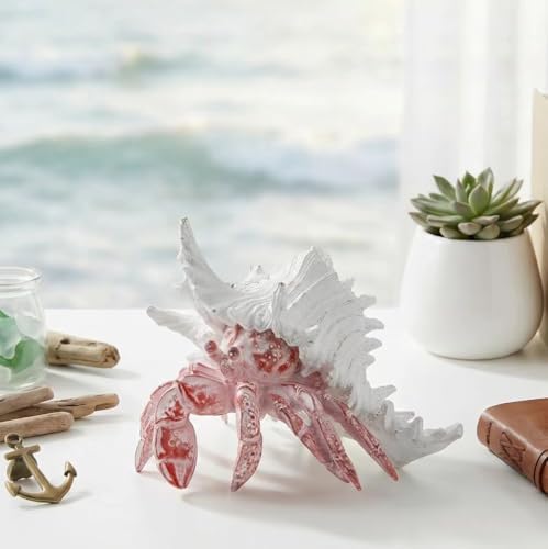 VVGIFTS Hermit Crab with Shell Beach Coastal Statue for Home Shelf Decor - Image 6