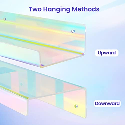 upsimples 2 Pcs 15" Iridescent Acrylic Shelves for Wall Decor and Display - Image 6