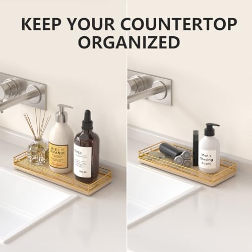 Bathroom Tray for Counter Top Organizer, Oak Wood Vanity Tray - Image 2