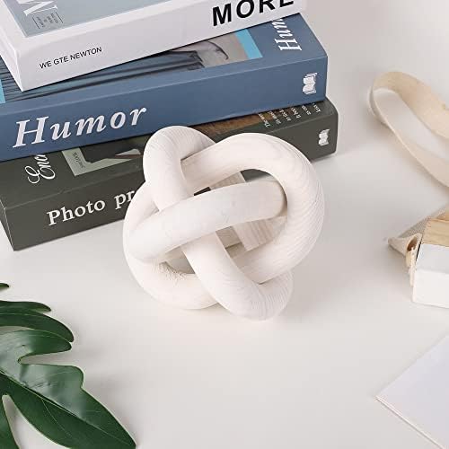 Wood Knot Chain Link Decor - 3 Link Boho Wooden Hand Carved Decorative Wooden Links Knots for Coffee Table Entryway Modern Farmhouse Shelf Decoration - Image 2