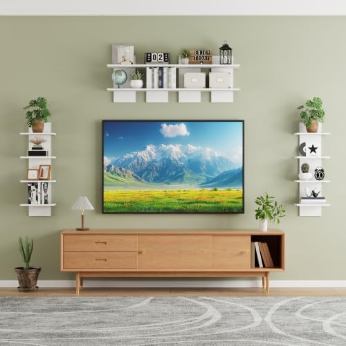 Qupui 8 Tier Wall Shelf Unit, 63 Inch Floating Storage, 12 Inch Wide, White - Image 5