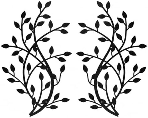 Meltset Metal Tree Leaf Wall Decor, Vine Olive Leaf Branch Wall Art,Black Wrought Iron Artwork above The Bed, Living Room, Indoor and Outdoor (S/Black) by MeltsetM
