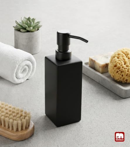 GMISUN Black Soap Dispenser Bathroom, Glass Hand Soap Dispenser with Stainless Steel Pump, 12 fl oz/350ml Refillable Dish Dispensers for Kitchen, Modern Liquid Lotion Bottles for Bathroom Countertop - Image 6