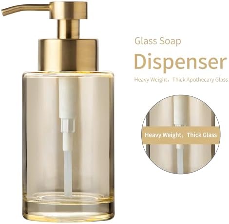 Enra Gold Foaming Soap Dispenser, Thick Glass Bathroom Hand Soap Dispenser - Image 3