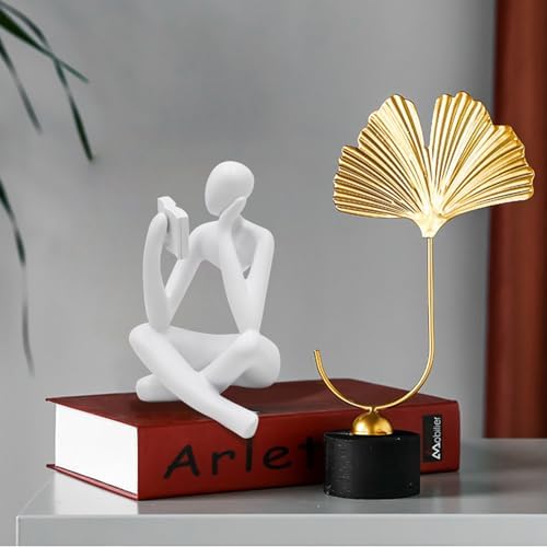 Jinkoozz Reading Women Statue, Thinker Sculptures, Abstract Art Ornament, Modern Aesthetic Figurine Decoration, Suitable for Home Living Room Bedroom Office Shelf Table Desk Bookshelf Decor - Image 2