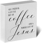 Christian Coffee Bar Sign, Farmhouse Kitchen Decor with Inspirational Quote, Rustic Wood Wall Art for Home Cafe Office by ENGVZ
