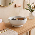 10" Large Decorative Bowl for Entryway Table with Pedestal, Spotted White - Image 4