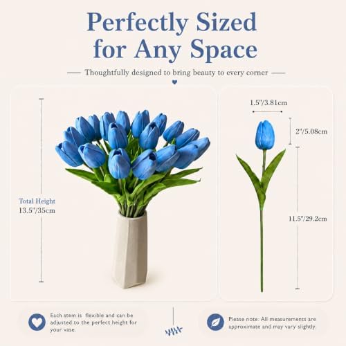 Mandy's 20pcs Artificial Light Blue Tulips - Image 3
