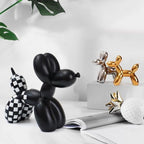 Notakia Black and White Checkered Racing Car Pattern Balloon Dog Statue Crafts Living Room Desktop Decorations,Handmade Modern Small Shelf Decor Animal Statue Ornament Home Decor (Big Black Dog) - Image 2