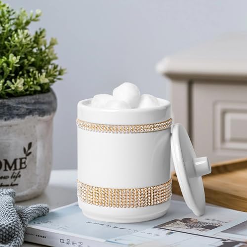 RQYIXI Ceramic Bathroom Accessories Set,White,5 Piece,Rhinestone Design - Image 3