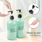 16 Oz Glass Soap Dispenser with Pump for Kitchen (Turquoise Green) - Image 4