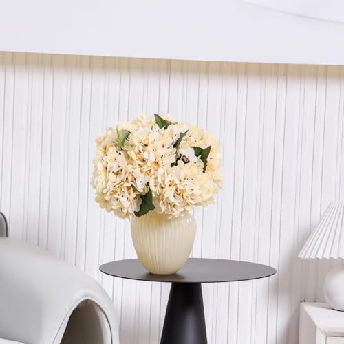 6Pcs 13" Cream Silk Hydrangea Artificial Flowers - Image 5