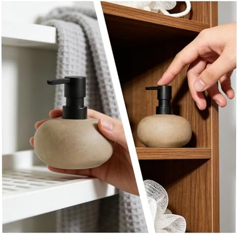 Ceramic Soap Dispenser, Vintage Brown Stone Soap Dispenser for Bathroom Countertop or Kitchen, Designed for Hand Soap, Shampoo, or Conditioner (300ml/10oz) - Image 6