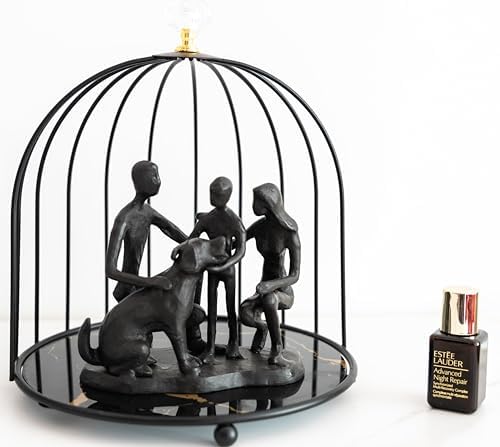 Family and Dog Statues, Cast Iron Family of 3 Figurine, Gift for Dog Lovers,Dog Memorial Gift, Black - Image 6