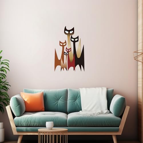 Wesiti Metal Cat Wall Art Decor Colorful Sculpture Mid Century 10.6x15.7 - Image 5