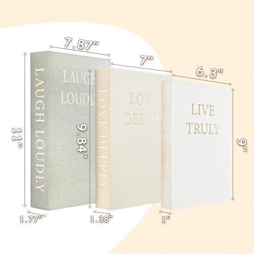 Aesthetic Decorative Books, Set of 3 Linen Faux Books for Decoration - Image 3