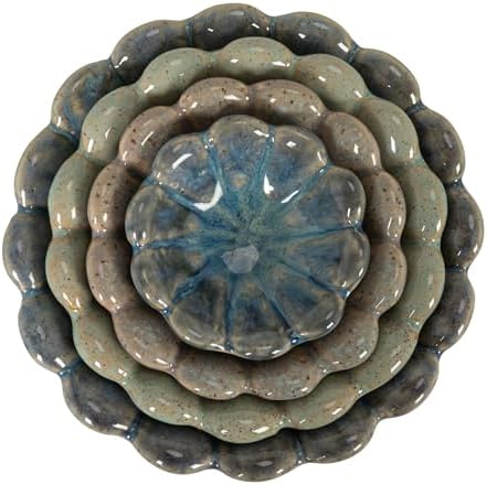 Creative Co-Op 4-Piece Stoneware Flower Shaped Bowl Set in Reactive Glaze, Multicolor - Image 6
